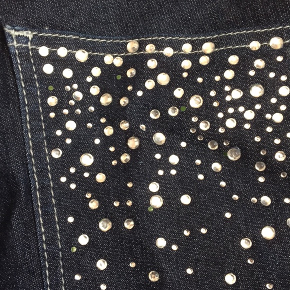 Dark blue low rise rhinestone jeans - Picture 6 of 6